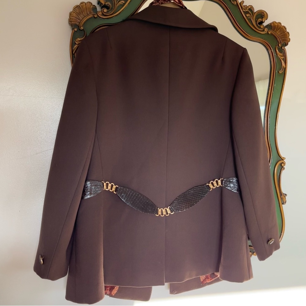 Vintage Brown Blazer Jenny Buffalo, NY Blazer Jacket Gold Hardware - Picture 9 of 14